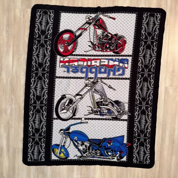 American Choppers Motorcycle Fleece Throw Blanket 45x55 Tapestry Wall Hanger - Picture 4 of 4